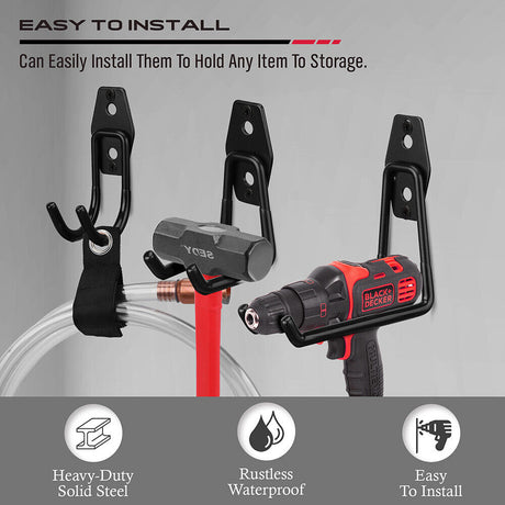Sturdy and Durable SEDY Garage Wall Hooks in Stainless Steel for Tool Organization