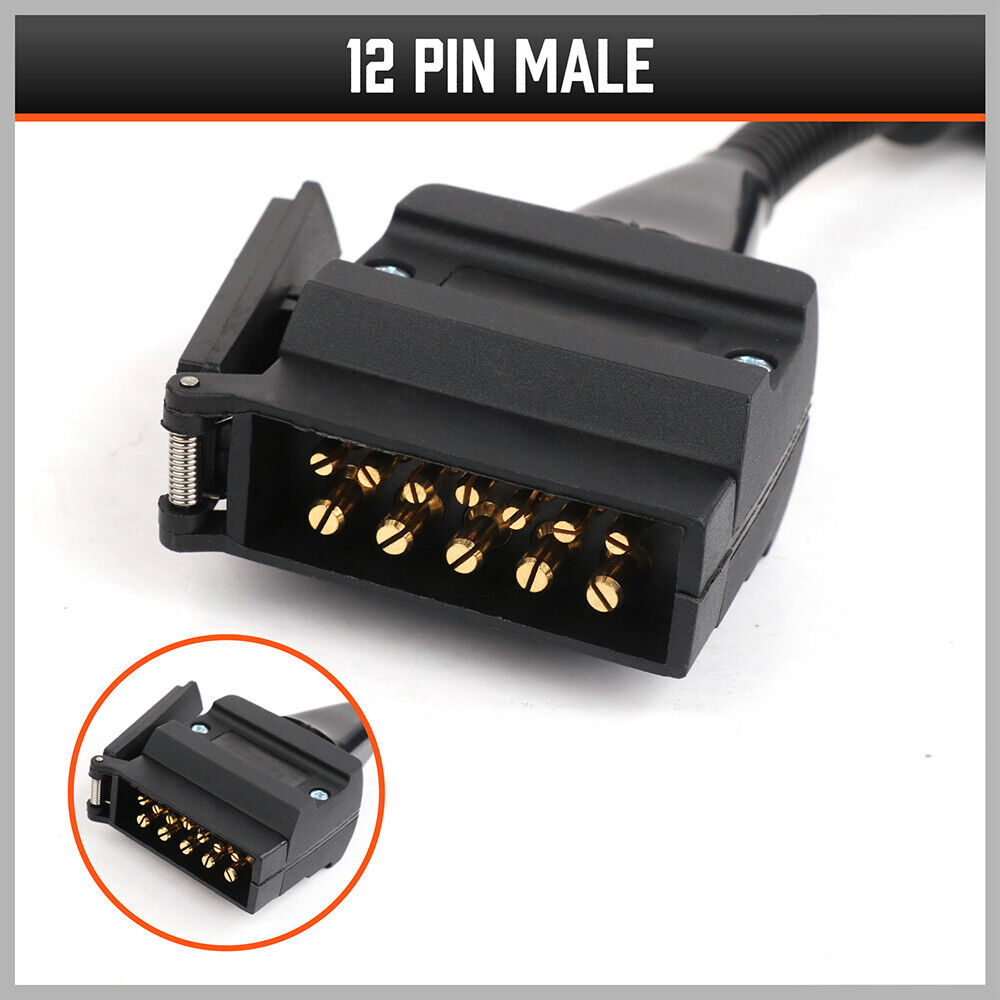 Durable 7 Pin Flat to 12 Pin Flat Trailer Adaptor - Waterproof ABS Caravan Connector in Black
