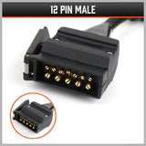 Durable 7 Pin Flat to 12 Pin Flat Trailer Adaptor - Waterproof ABS Caravan Connector in Black
