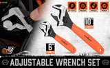 HORUSDY Adjustable Wrench Set with 6 and 10 Inch Spanners, Chrome Vanadium Steel, Black Oxide Finish, Precision Jaw Adjustment, and Comfort Grip
