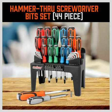 44-Piece Impact Screwdriver Set - Magnetic Hex Key and Torx Bits, high torque, color grip, durable construction.