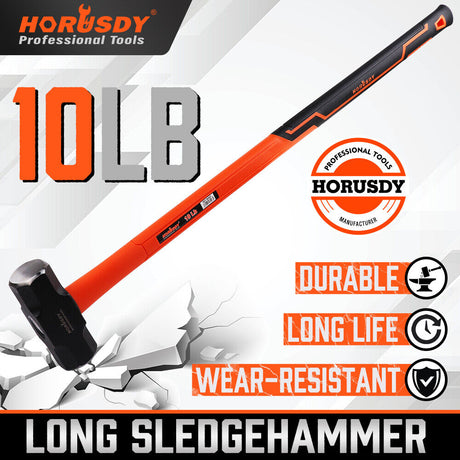 Heavy-Duty 10LB Steel Hammer with Fiberglass Rubber Handle and Double Octagonal Head for Construction