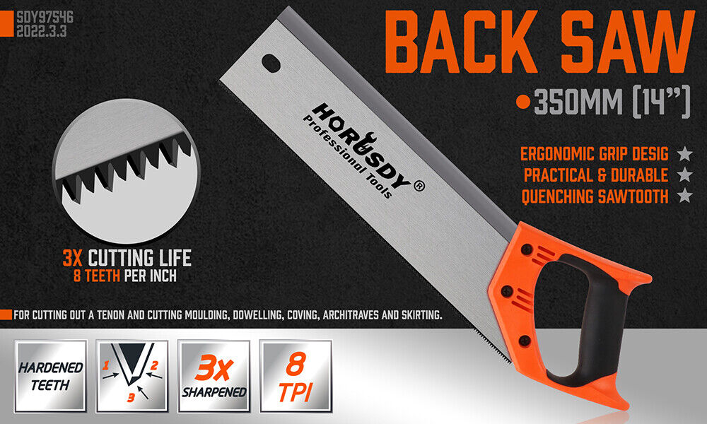 Ergonomic 14-Inch Back Saw with 45° and 90° Marked Angles for Wood, Timber, and Plastic Cutting