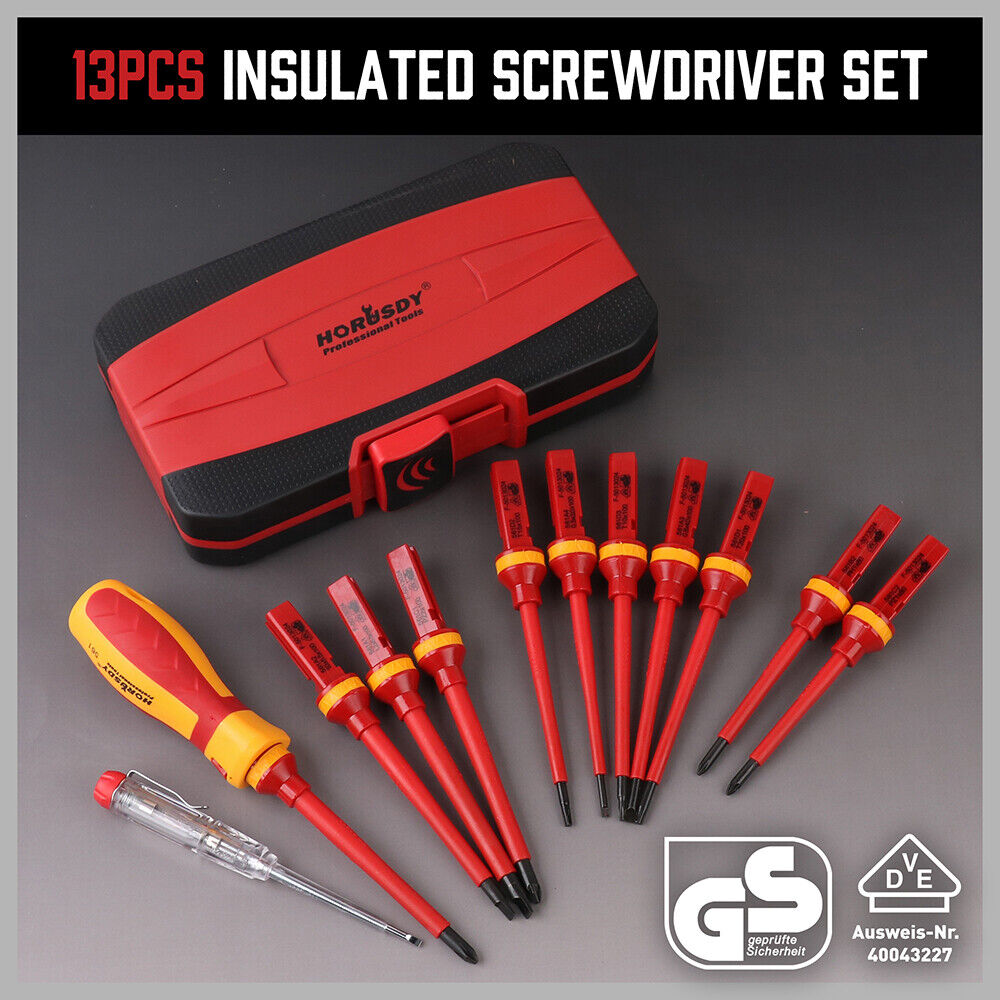 SEDY 13-Piece VDE Certified 1000V Insulated Electrician Screwdriver Set with Magnetic Tips and Replaceable Handle