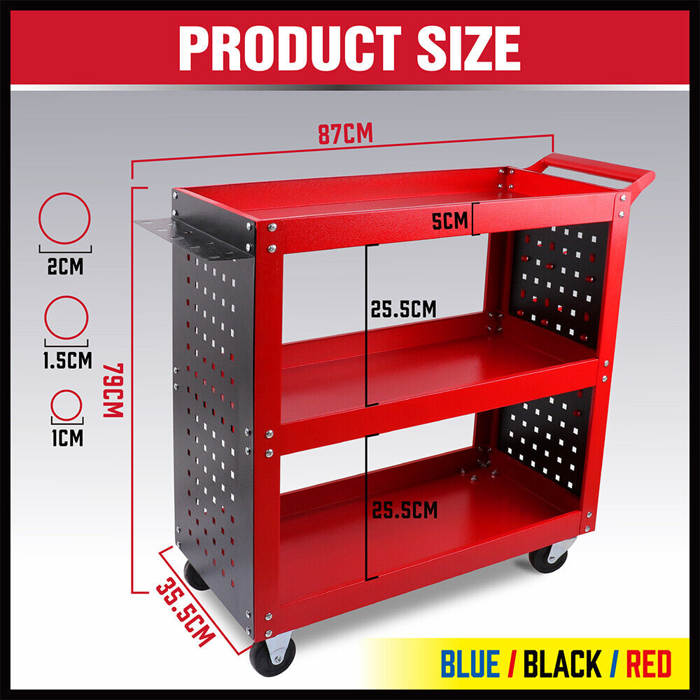 Heavy-Duty Tool Storage Trolley with Pegboard Hooks, efficient organization and easy mobility for workshop tools.