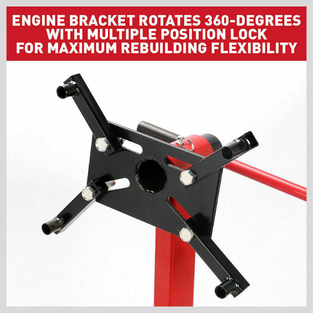 Industrial 1000lb Engine Stand with Adjustable Mounting Head and Durable Square Tube Frame