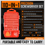 Comprehensive 110-in-1 Precision Screwdriver Kit with Magnetic Handle, Various Bits, and Repair Tools