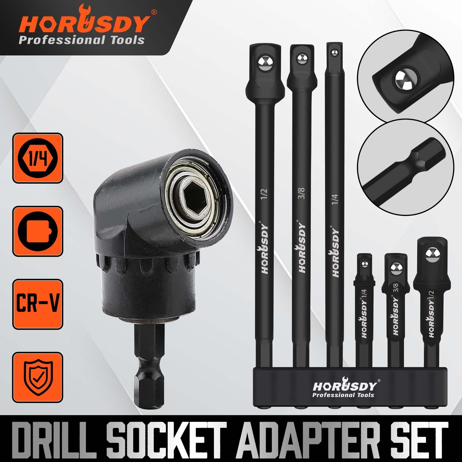 Socket Bit Adaptor Set with Drill and Nut Driver Extensions