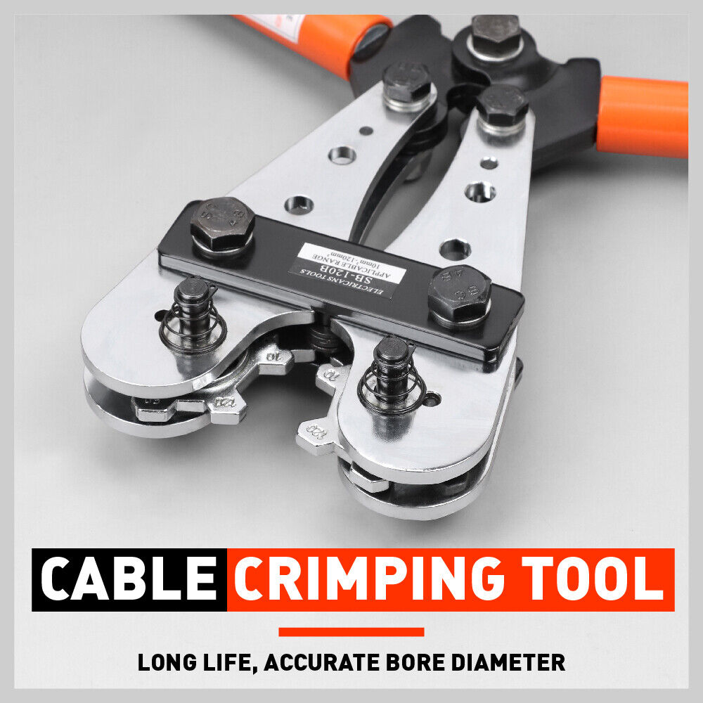 Durable Wire Crimper Tool with Long Handles and Steel Core Rubber Sleeve for 10-120 mm2 Cable Crimping