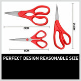 Image of a versatile 3-piece stainless steel scissors set, featuring sizes 215mm, 210mm, and 180mm, ideal for kitchen, home, and office use.