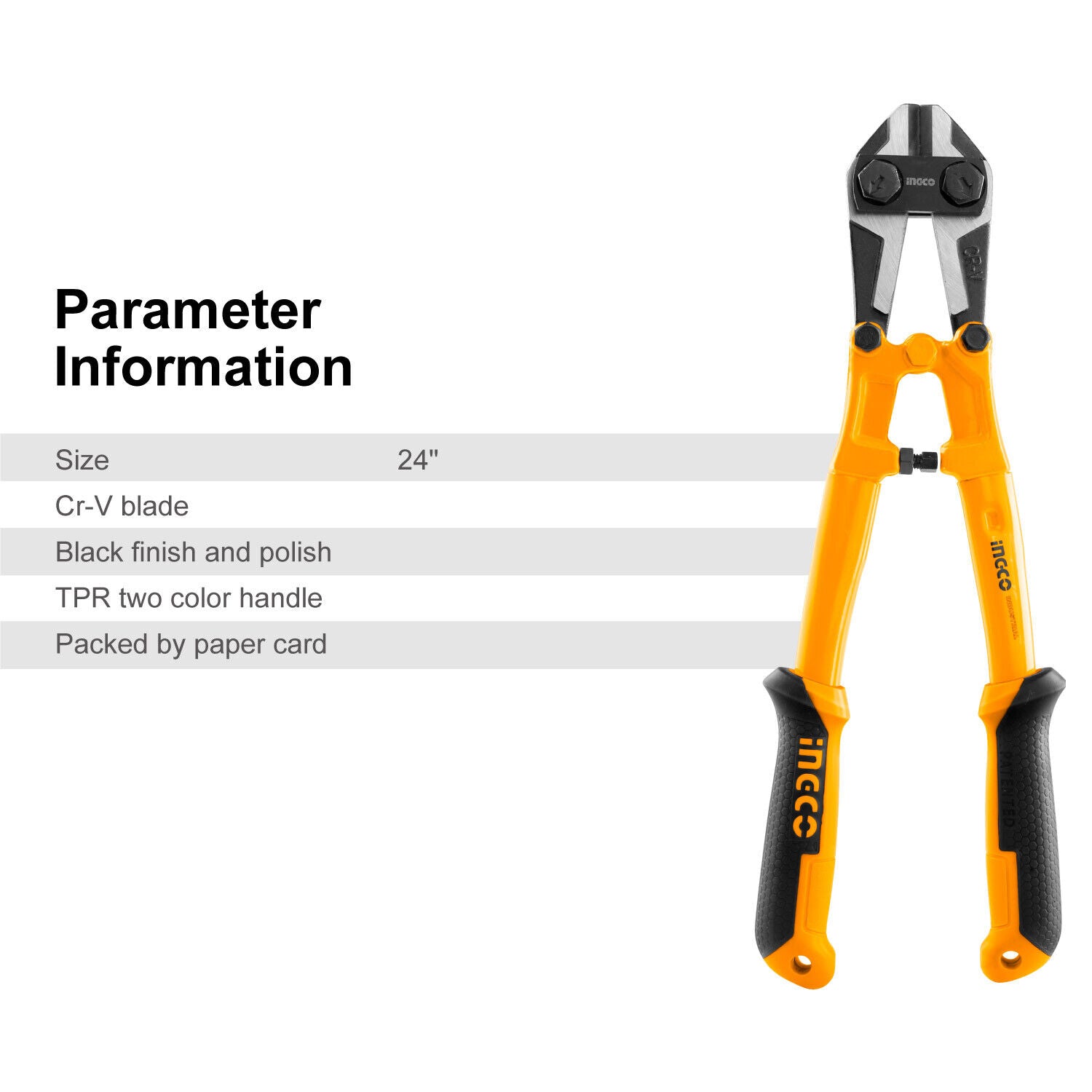 INGCO Bolt Cutter Set - Heavy Duty Steel Cable and Metal Chain Cutters ...