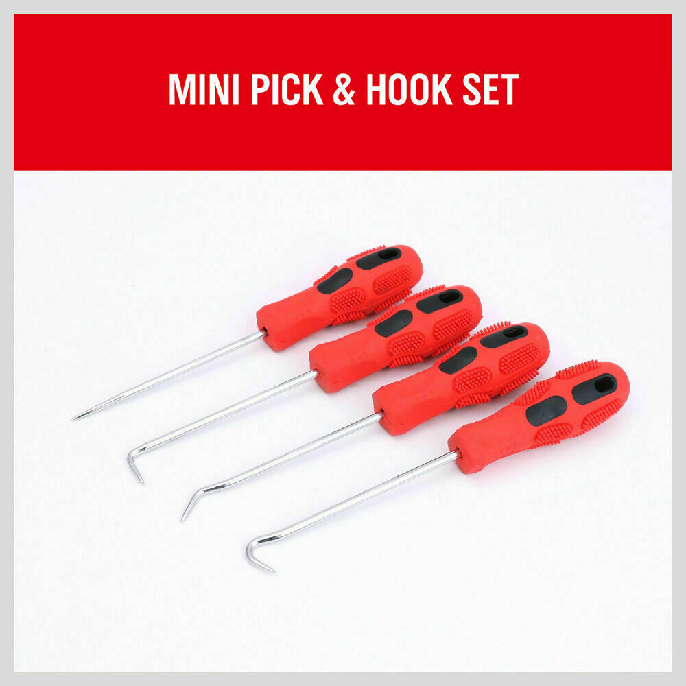 Durable 4-Piece Pick and Hook Tool Set with Ergonomic Non-Slip Rubber Handles for Precision Work
