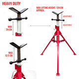Robust Welding Stand Pipe Jack with Foldable Legs, Adjustable Height 71-125cm, 1.1 Ton Load Capacity