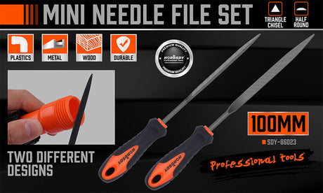 HORUSDY 2 Mini Steel Files for Hardwood Processing, Deburring, Polishing in Carpentry and Wood Carving