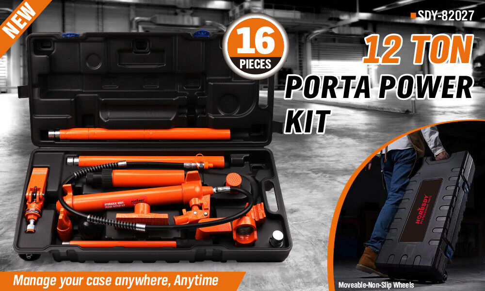 HORUSDY 12-Ton Hydraulic Porta Power Kit with Spreader, Rust-Proof and Leak-Proof Design, Ideal for Car Body Dent & Frame Repairs