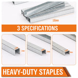 Pack of 2000 heavy-duty door-shaped staples for staple guns, in sizes 8mm, 10mm, and 12mm, suitable for stapler refills