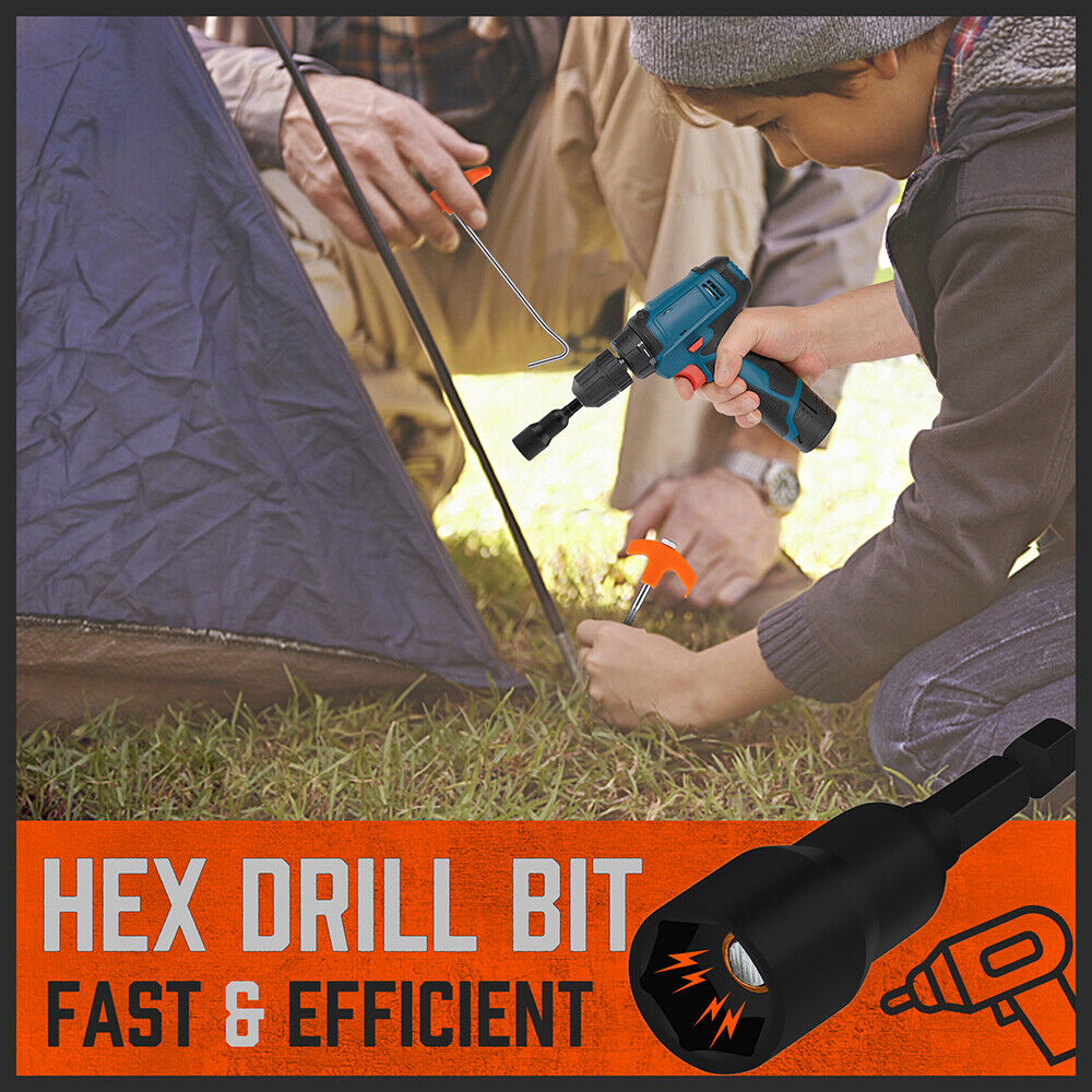 HORUSDY 18PCS Camping Tent Pegs Kit with Magnetic Socket and Accessories, Perfect for Secure and Easy Tent Setup
