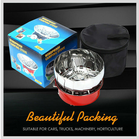 Compact and windproof outdoor gas burner, ideal for camping and outdoor cooking. Folding design for easy portability, with a sturdy and stable build