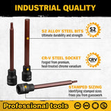 Comprehensive ELEAD 20-Piece Extra Long Hex Bit Socket Set - Includes SAE and Metric Sizes, Forged S2 Alloy Steel Bits, Chrome Vanadium Steel Sockets