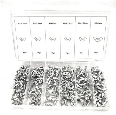Comprehensive 150-Piece Wing Nut Assortment Kit with Zinc-Plated Steel Butterfly Nuts