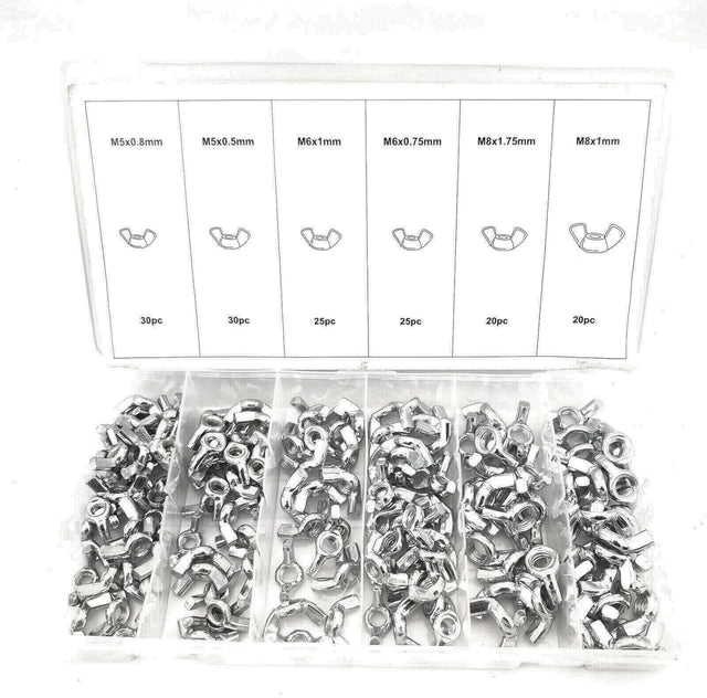 Comprehensive 150-Piece Wing Nut Assortment Kit with Zinc-Plated Steel Butterfly Nuts