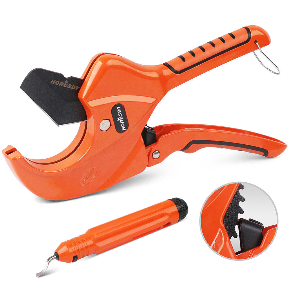 PVC Ratchet Cutter and Deburring Tool with Rubber Handle