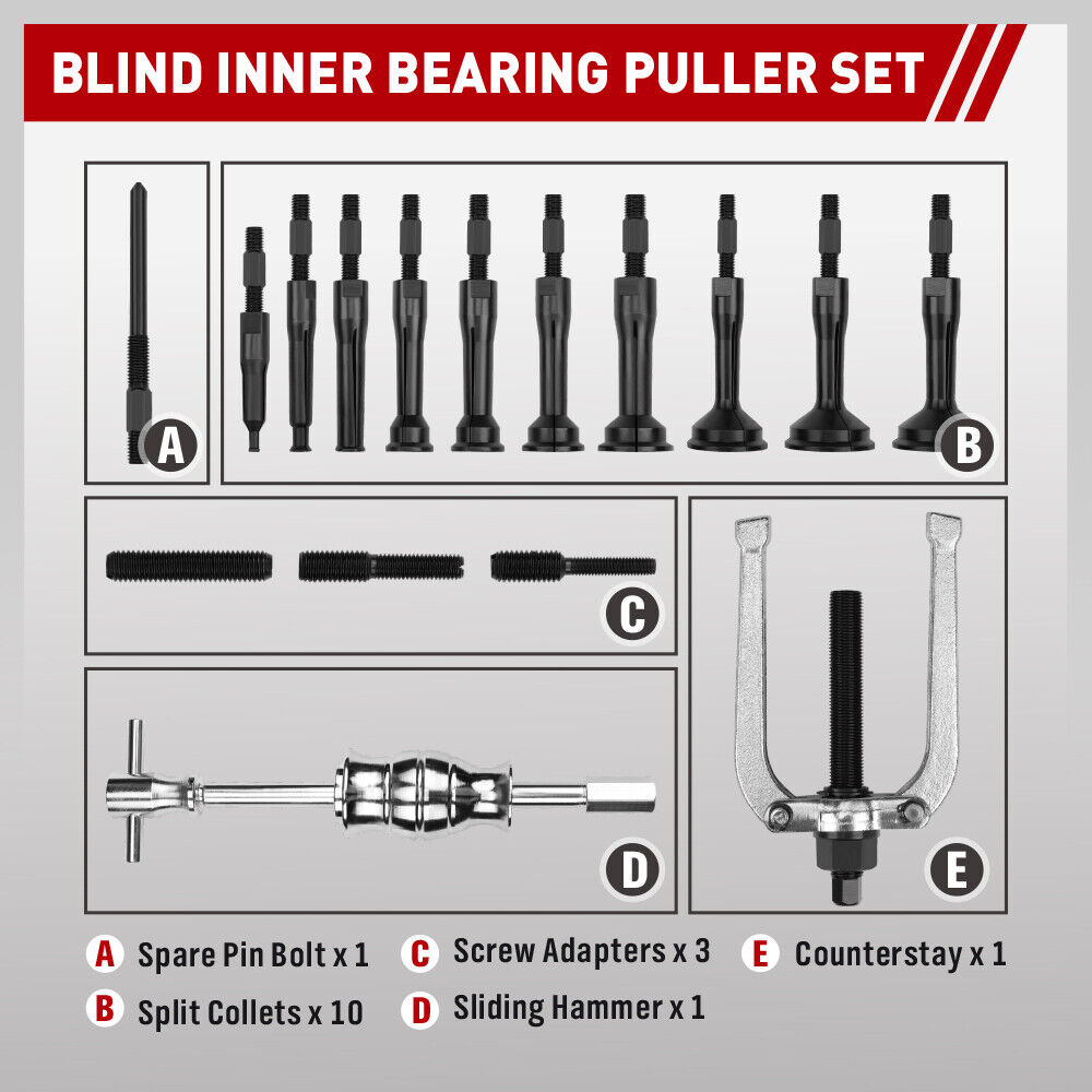 SEDY 16Pcs Bearing Puller Set with Slide Hammer and Collets