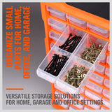60-drawer organizer set enables wall, stack or floor installation with durable, transparent build for functionally arranging huge volumes of tools, industrial parts and job site supplies.