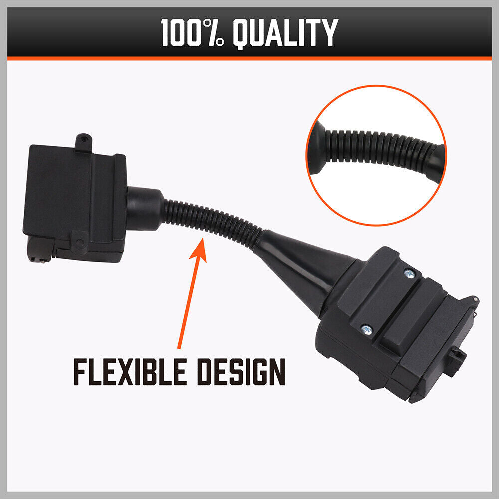 Durable 7 Pin Flat to 12 Pin Flat Trailer Adaptor - Waterproof ABS Caravan Connector in Black