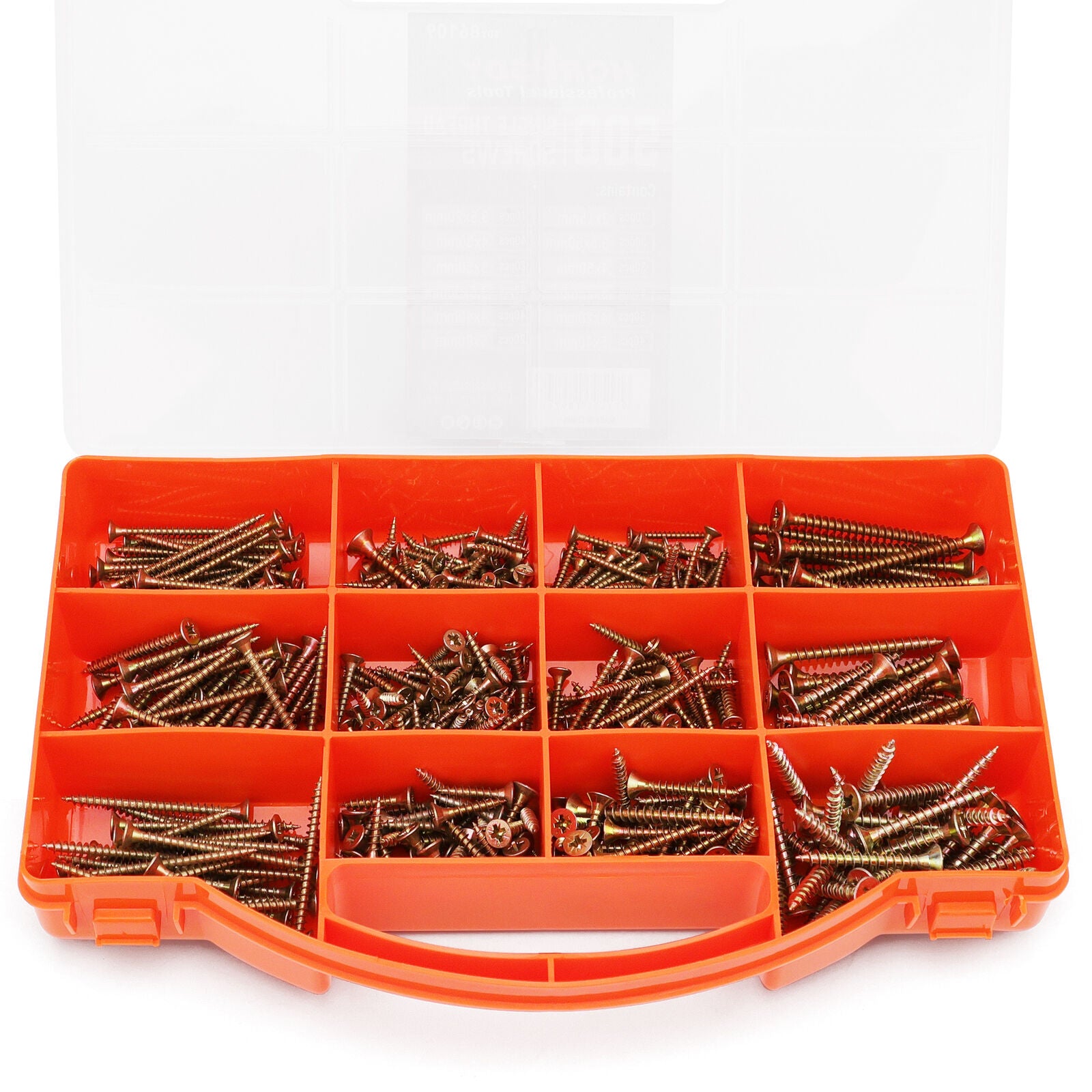 HORUSDY 500-Piece Drywall Screw Assortment Set - Phillips Head, Steel Construction, Multiple Sizes with Organizing Box