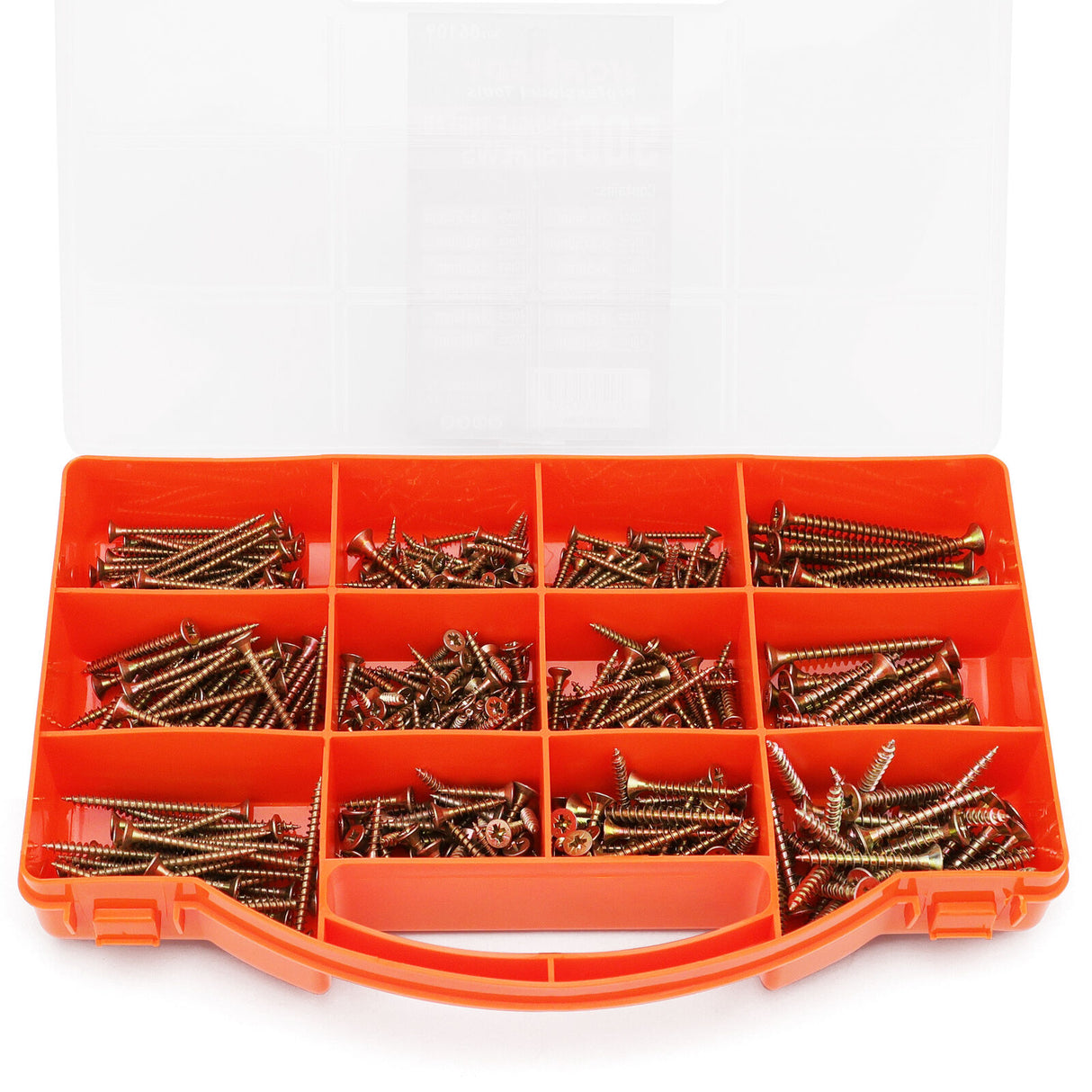 HORUSDY 500-Piece Drywall Screw Assortment Set - Phillips Head, Steel Construction, Multiple Sizes with Organizing Box