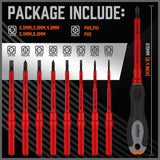 10-Piece Insulated Screwdriver Set for Electricians with Interchangeable Magnetic Tips and 1000V Safety Rating