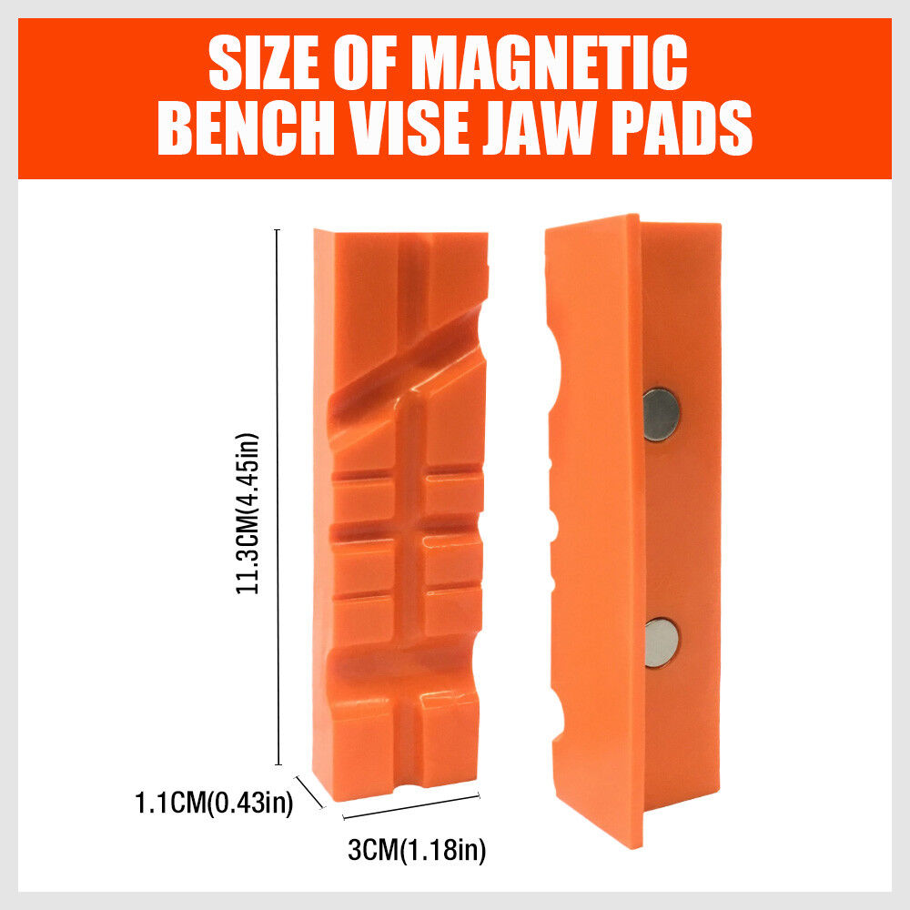 Durable Magnetic Vice Jaw Pads - 4.5"/6" Multi-Groove Vise Grips for Wood, Metal & Delicate Projects