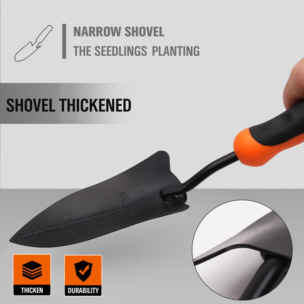 Durable 14-Inch Hand Shovel with Carbon Steel Blade and Rubber Handle for Gardening and Digging