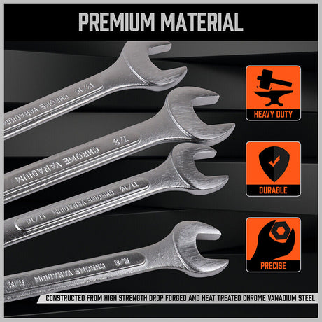 Complete Set of HORUSDY 26 Metric and Imperial Spanners in Chrome Vanadium Steel with Rolling Storage Bag for Easy Organization