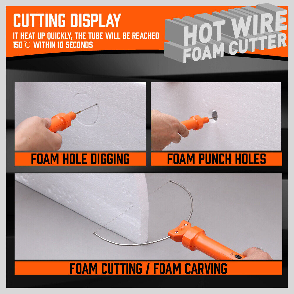 Comprehensive 3in1 Hot Wire Foam Cutter with interchangeable tips for cutting, engraving styrofoam, and polystyrene materials.