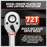 Close-Up of 72-Tooth Gear on Quick-Release Ratchet Wrench Handle