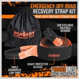 Heavy Duty Tow Strap Kit - 4" x 20Ft Snatch Straps - 18T/40,000LB Break Strength - Reliable Recovery and Hauling Solution