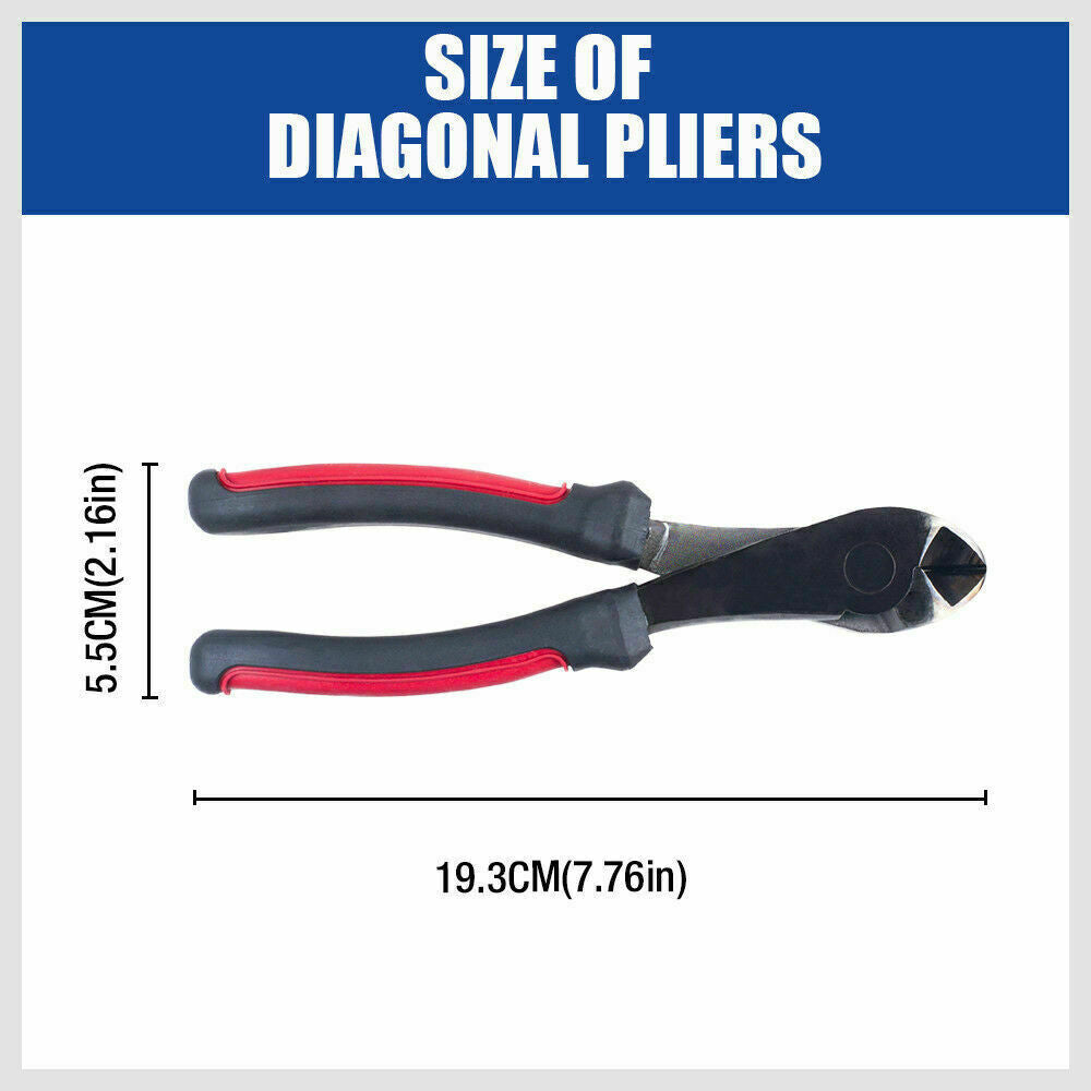 High-Quality 7-Inch Flush Side Cutter Diagonal Pliers - Induction-Hardened Edge, Carbon Steel Construction, ProTouch Grips