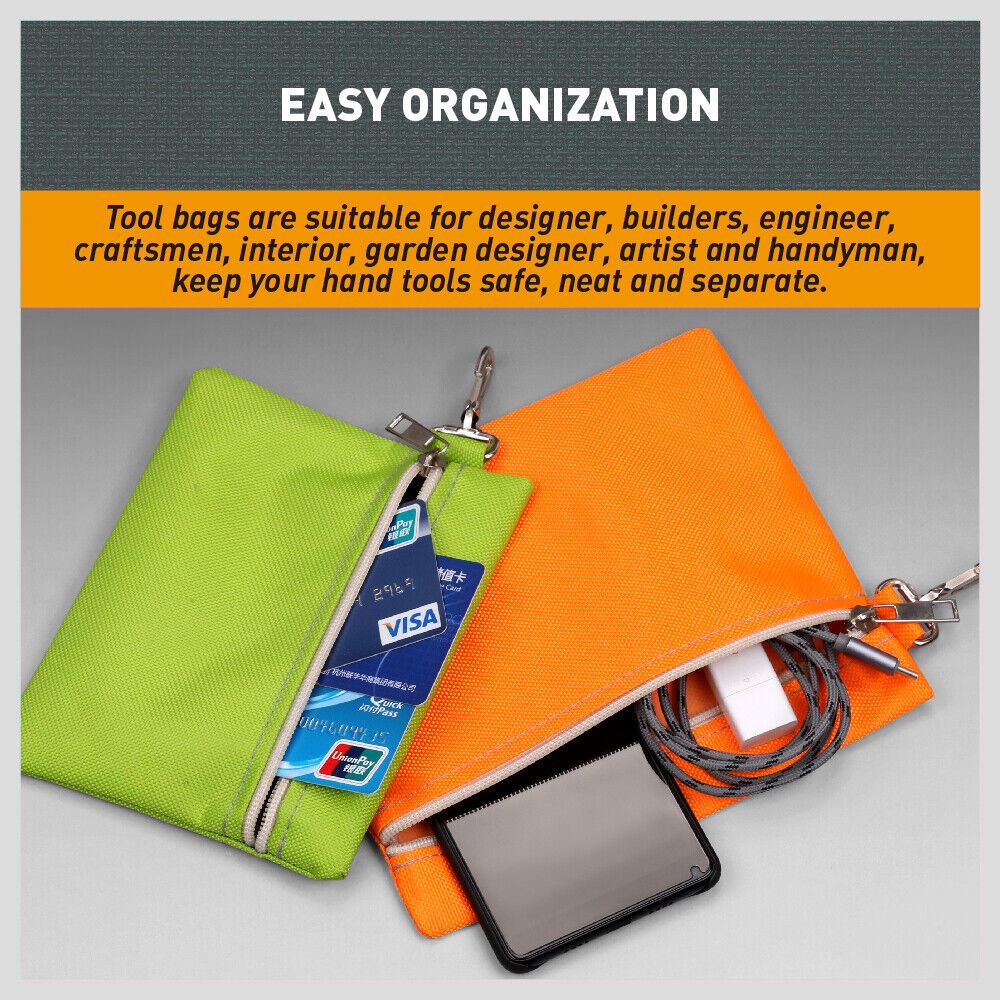 Set of 5 Color-Coded Multipurpose Storage Pouches - Zippered, Polyester, for Office, Tools, and Travel Organization