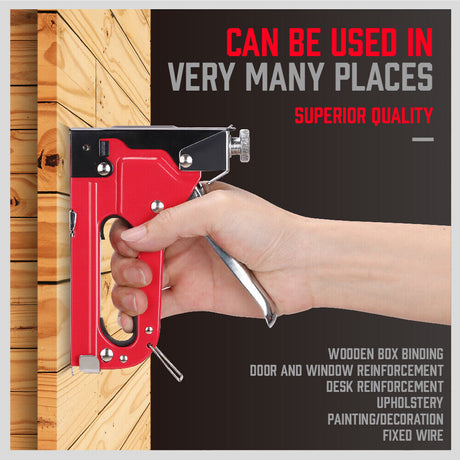 2-in-1 Heavy Duty Staple Gun with 1500 Staples - Efficient, Low Force Design for Furniture, Cupboard Nailing & More