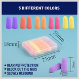 Soft PU Foam Earplugs for Noise Reduction, 10-Pairs, with Individual Storage Cases for Hygiene and Portability
