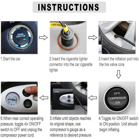 HORUSDY Portable Car Tire Inflator with LED Lights