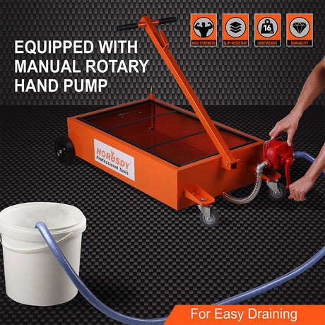 HORUSDY 76L Waste Oil Drainer with Foldable Handle, Heavy Duty Wheels, and Swiveling Castors for Workshops