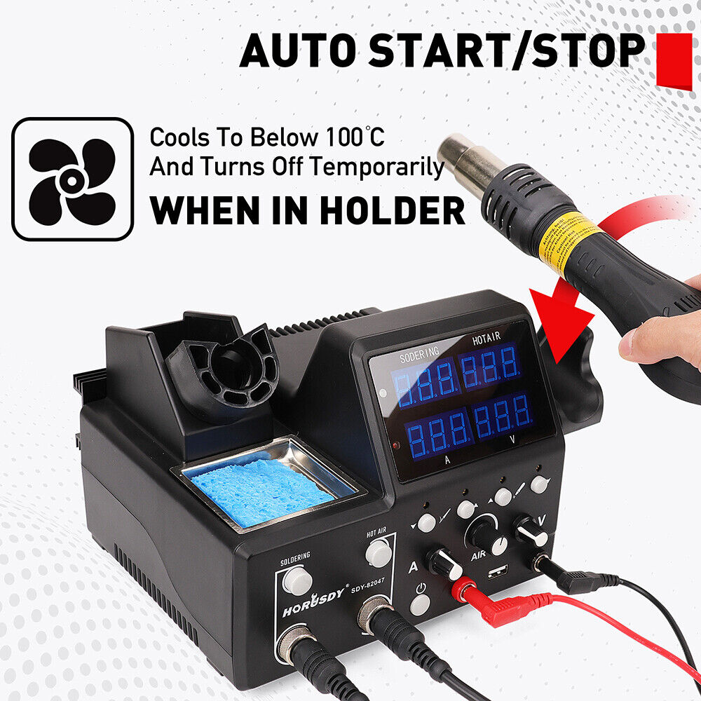Comprehensive 3-in-1 Soldering and Rework Station with Digital Control, Various Accessories Included