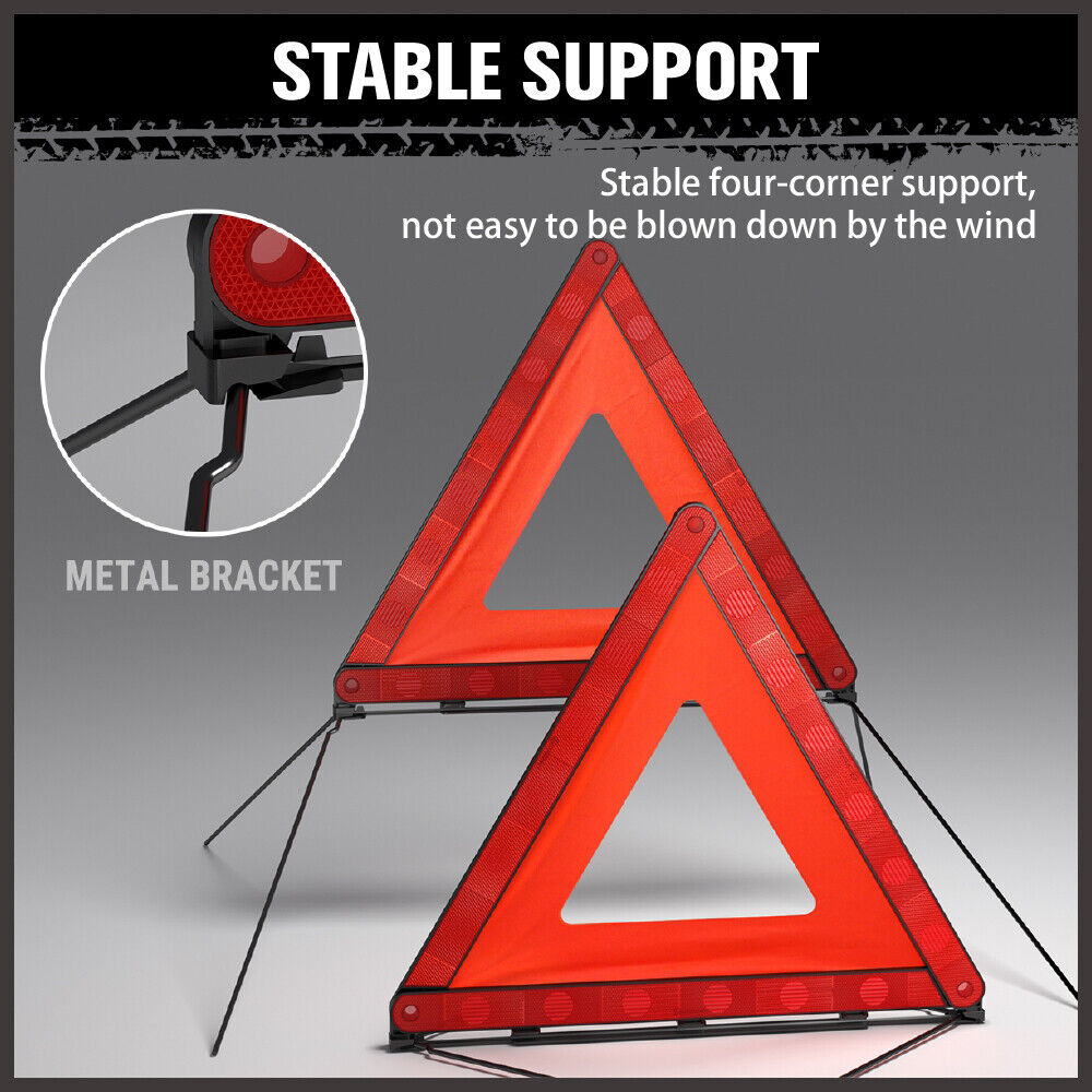 3Pc Emergency Warning Triangle Set - Reflective Safety Sign for Roadsi ...