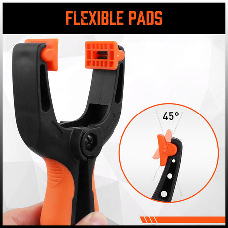 Set of 8 Heavy-Duty 5-Inch HORUSDY Rubber and Nylon Spring Clamps - Ergonomic Non-Slip Grip for Woodworking and DIY Projects