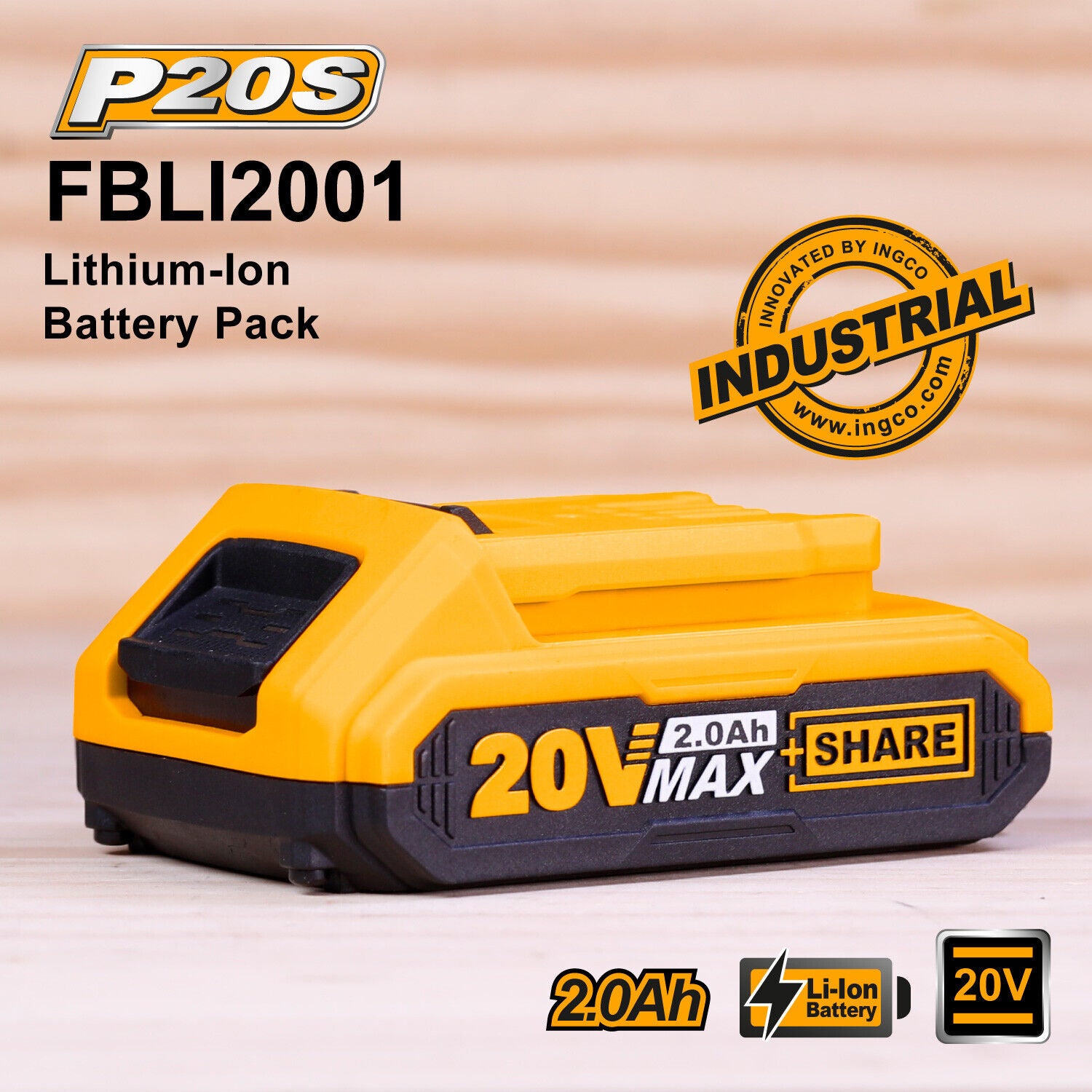 INGCO 20V Lithium-Ion Battery 2.0Ah