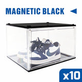 Premium Stackable Shoe Box - Transparent Display Storage Case with Magnetic Door, organized and protected shoe storage.