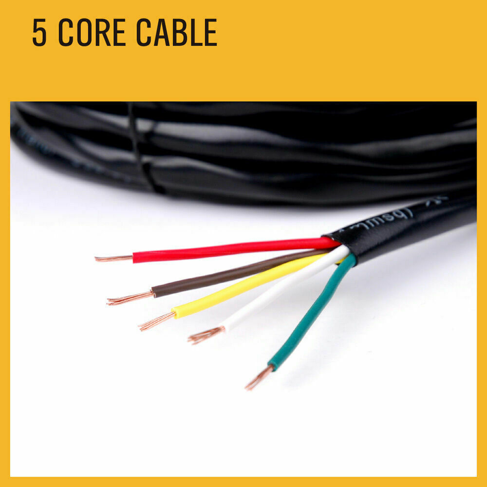 Durable 100M X 5 Core Trailer Wire Cable with Colored Conductors and Black PVC Sheath for Automotive Use